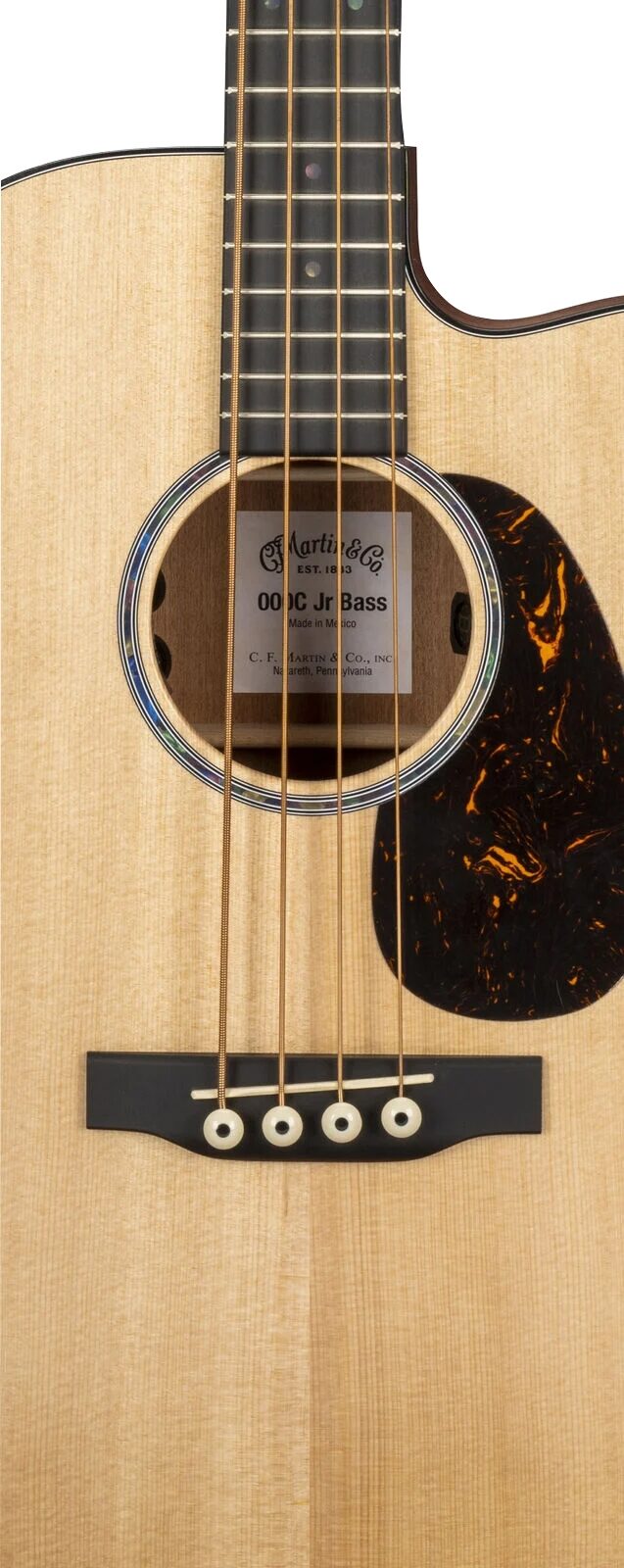 Martin 000C Junior E Acoustic-Electric Bass (with Soft Case), Spruce, Action Position Back
