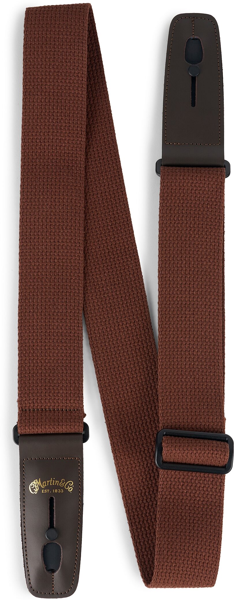 Martin Cotton Weave Lock-it Guitar Strap, Brown, Action Position Front