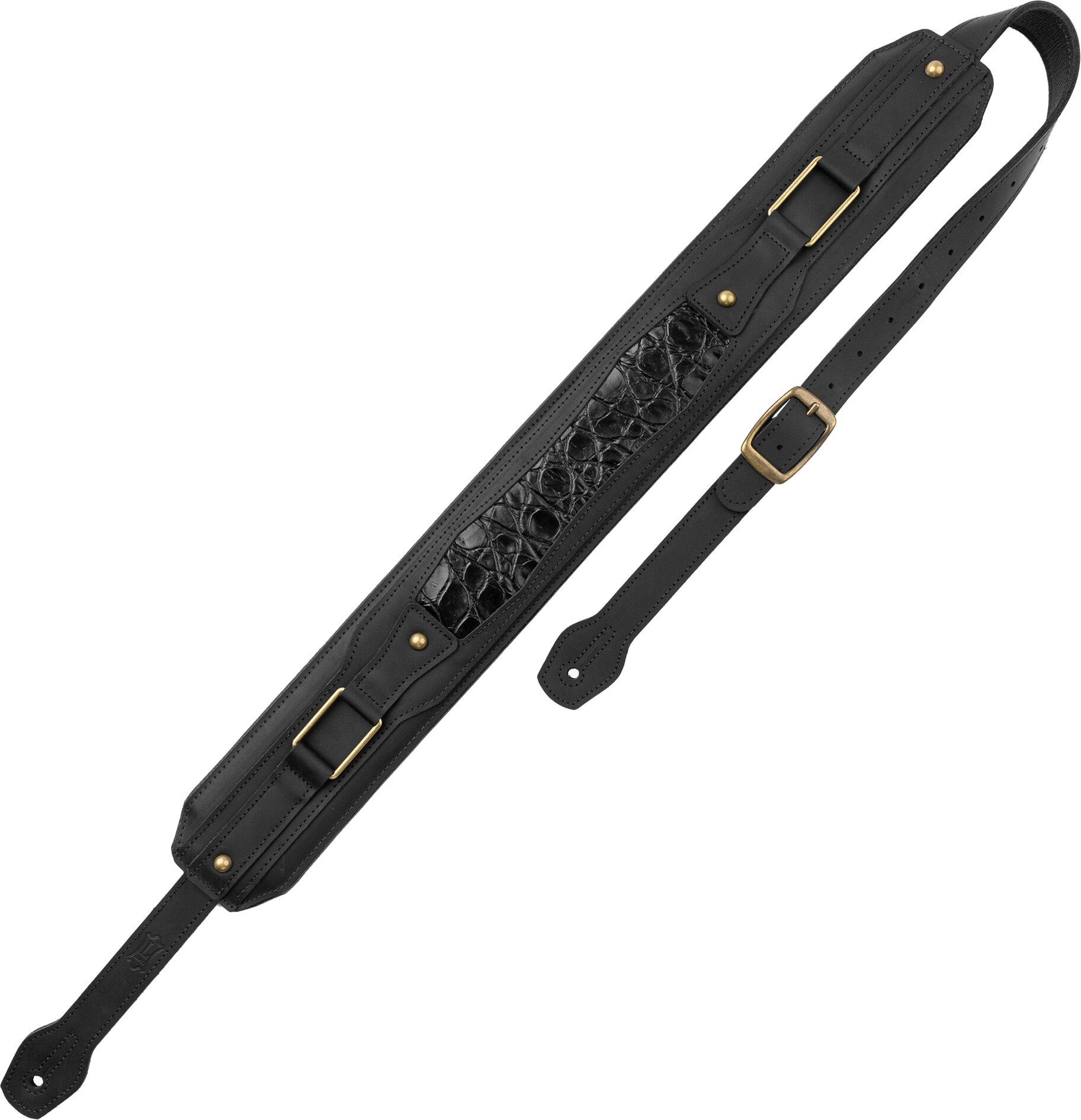 Levy's MCH11APX Apex Series Leather Guitar Strap, Black, Action Position Back