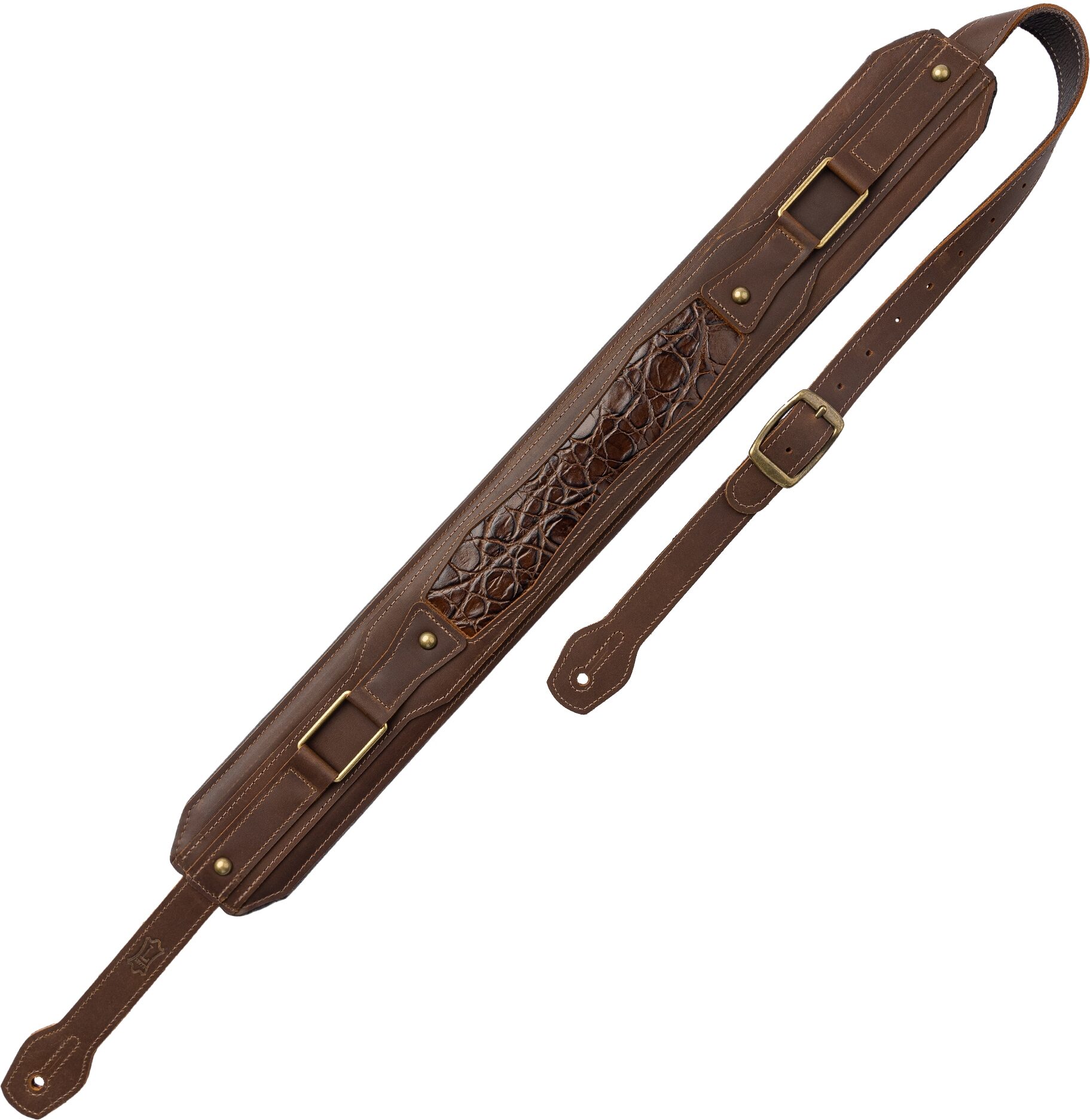 Levy's MCH11APX Apex Series Leather Guitar Strap, Brown, Action Position Back