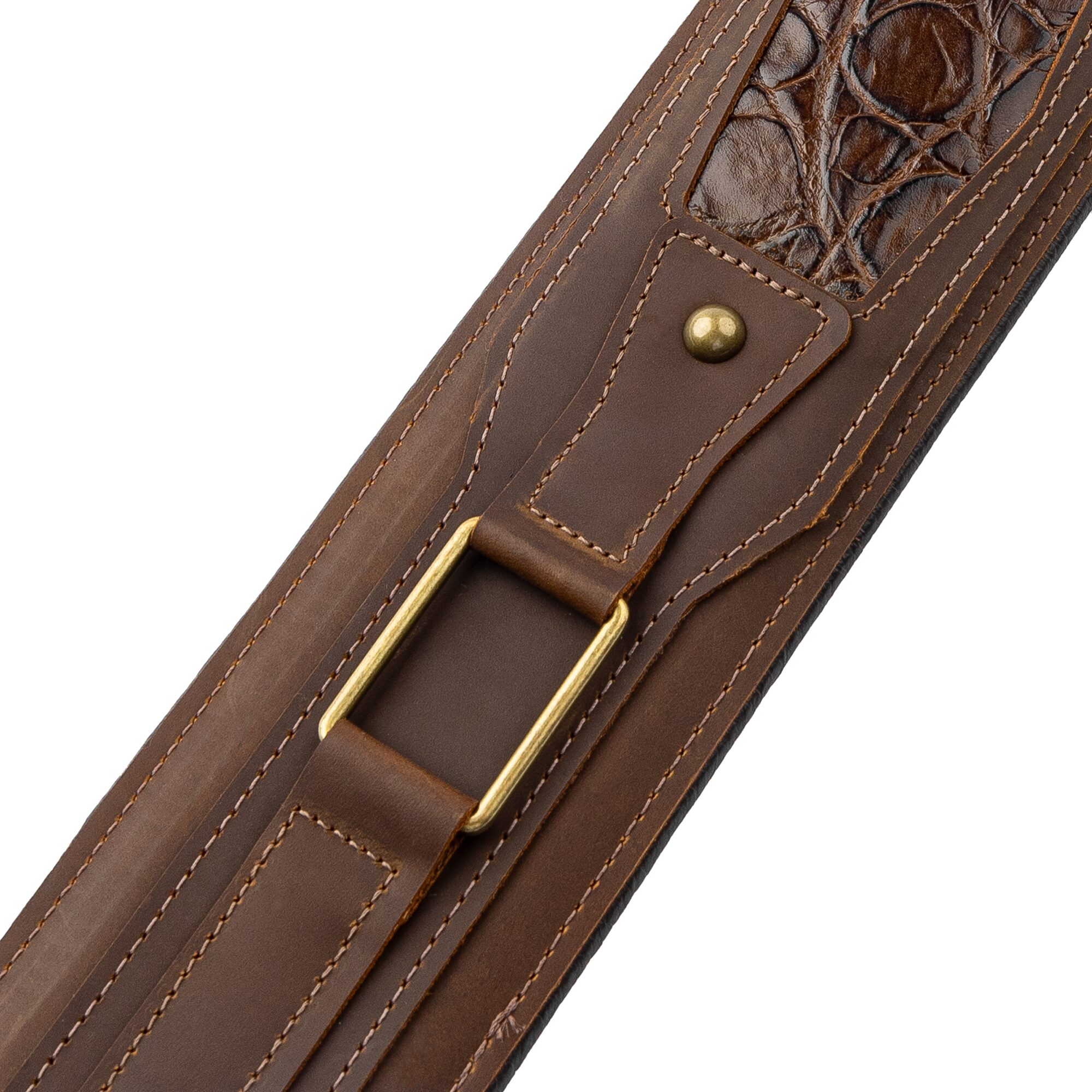 Levy's MCH11APX Apex Series Leather Guitar Strap, Brown, Action Position Back