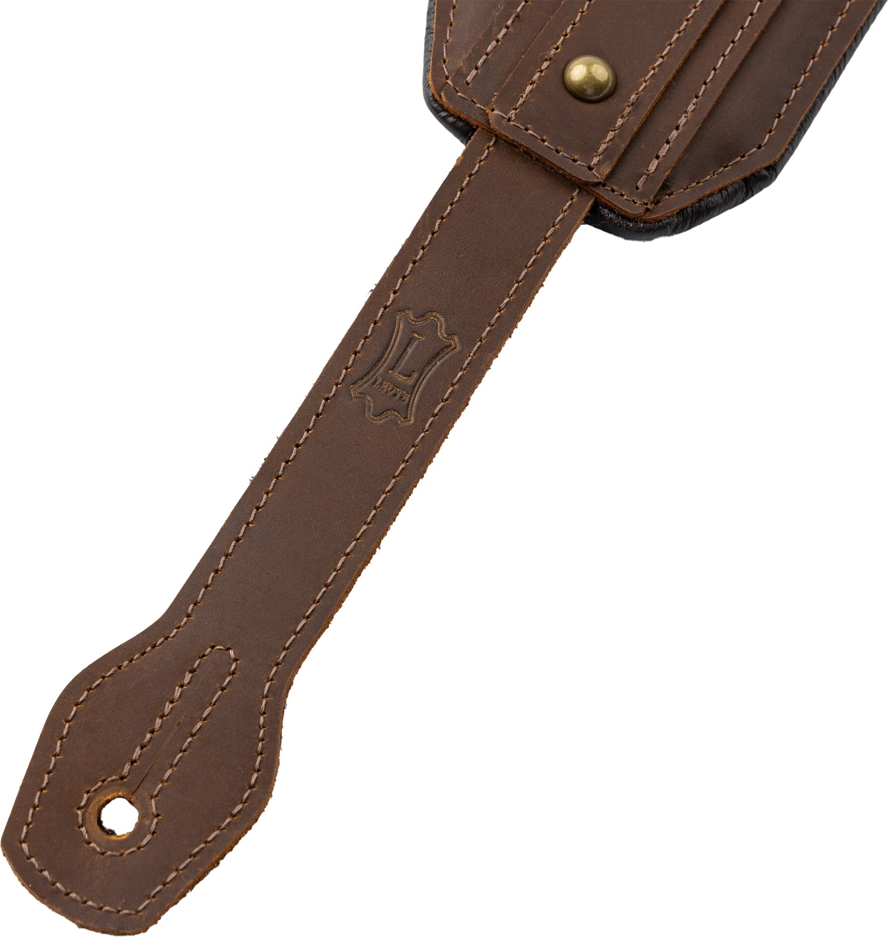 Levy's MCH11APX Apex Series Leather Guitar Strap, Brown, Action Position Back