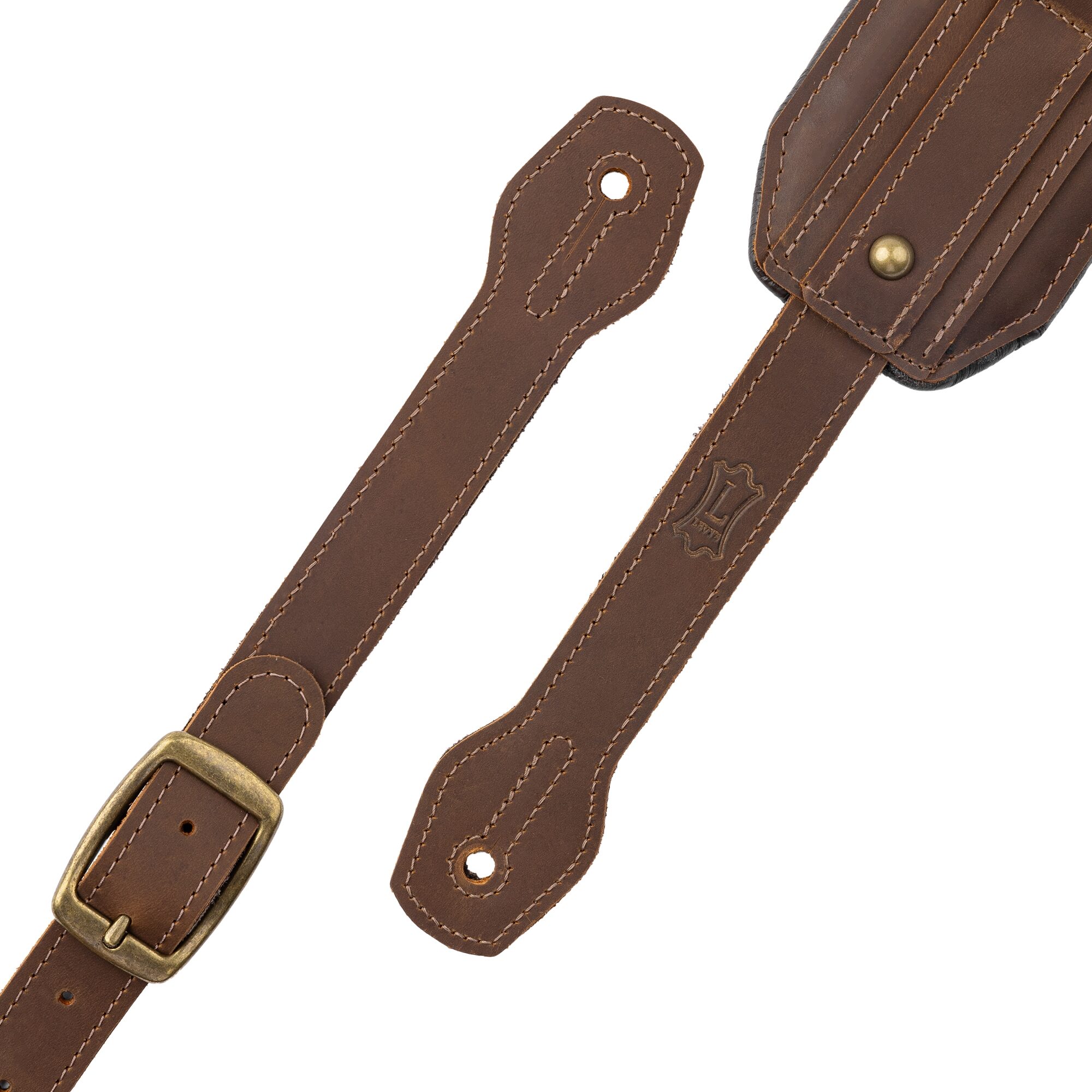 Levy's MCH11APX Apex Series Leather Guitar Strap, Brown, Action Position Back