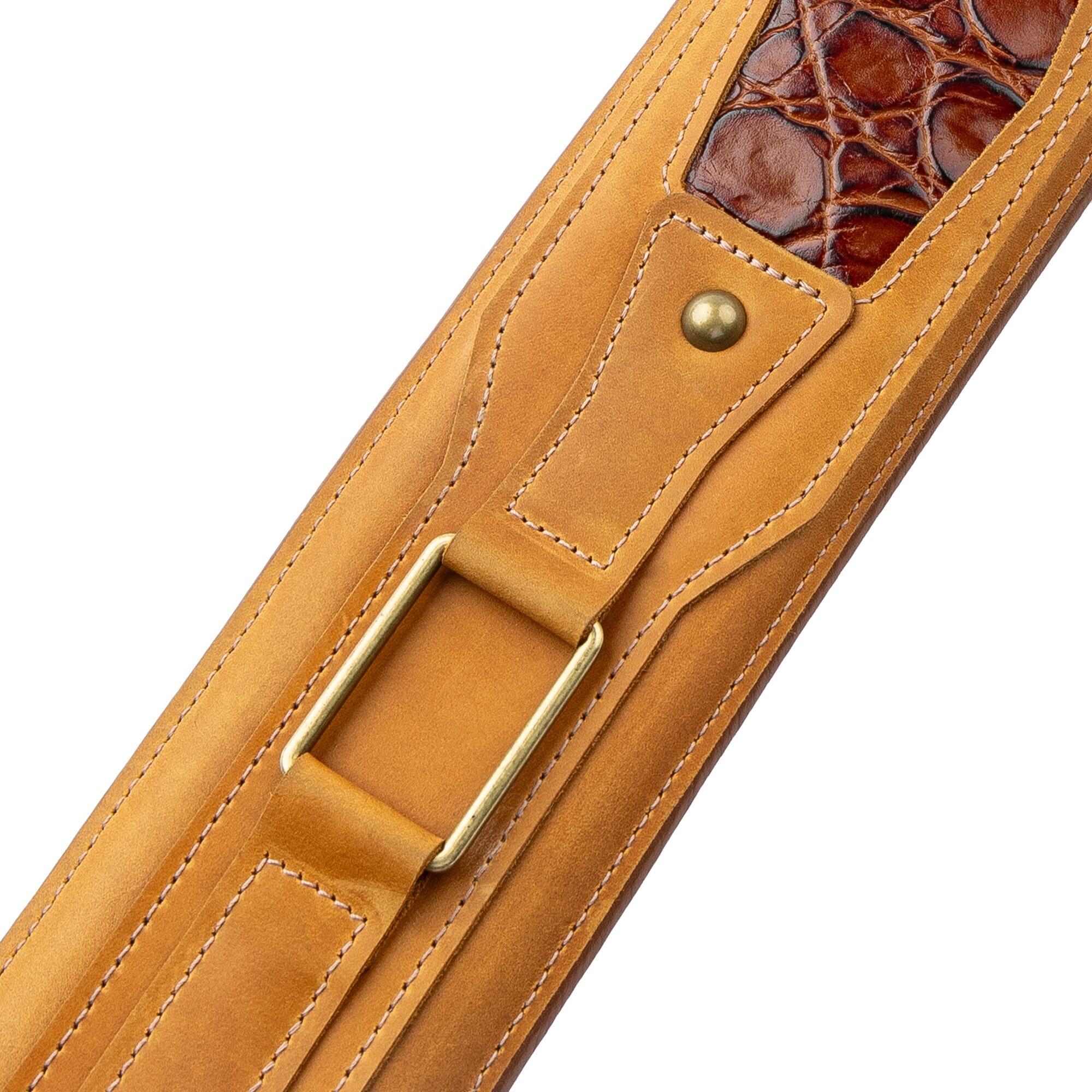 Levy's MCH11APX Apex Series Leather Guitar Strap, Tan, Action Position Back