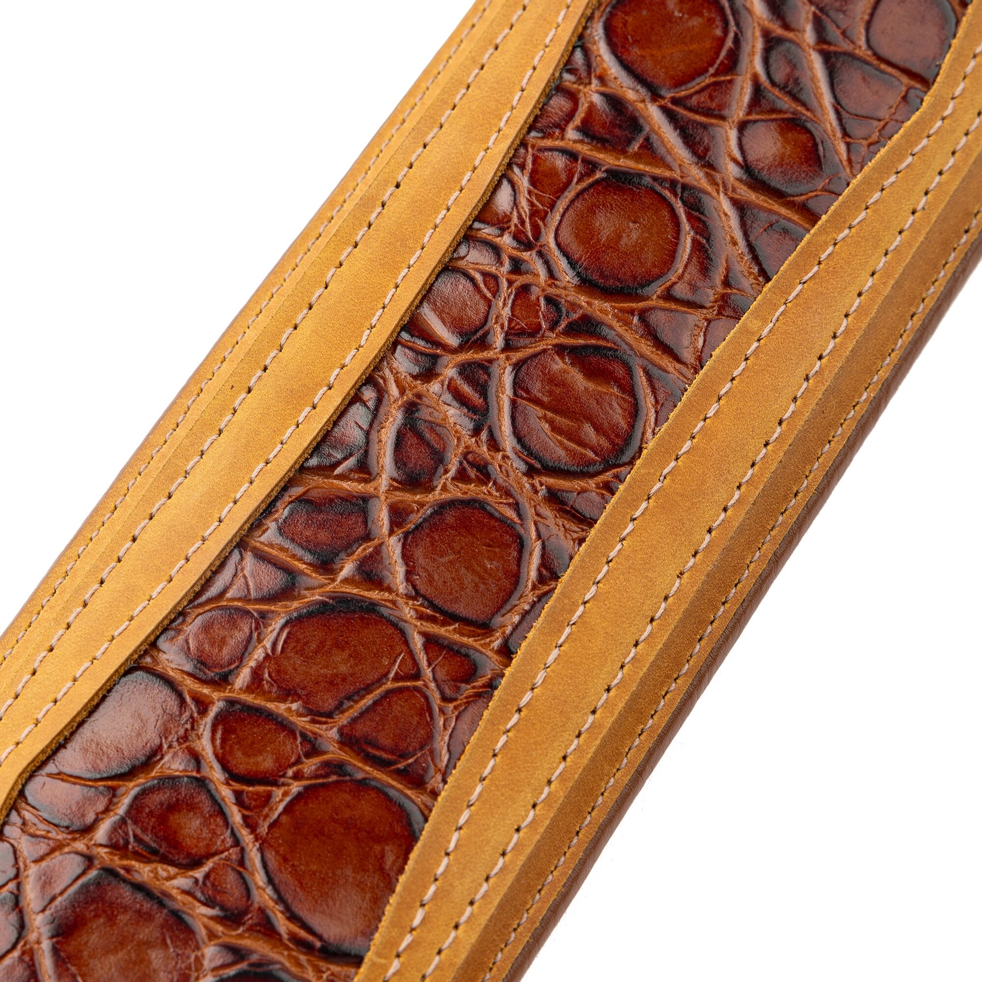 Levy's MCH11APX Apex Series Leather Guitar Strap, Tan, Action Position Back