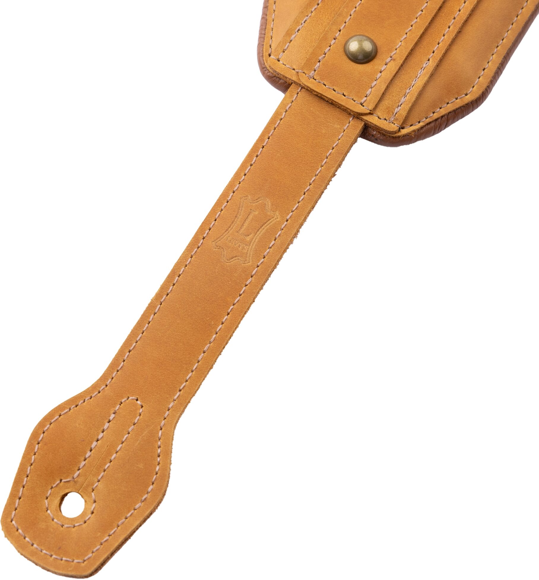 Levy's MCH11APX Apex Series Leather Guitar Strap, Tan, Action Position Back