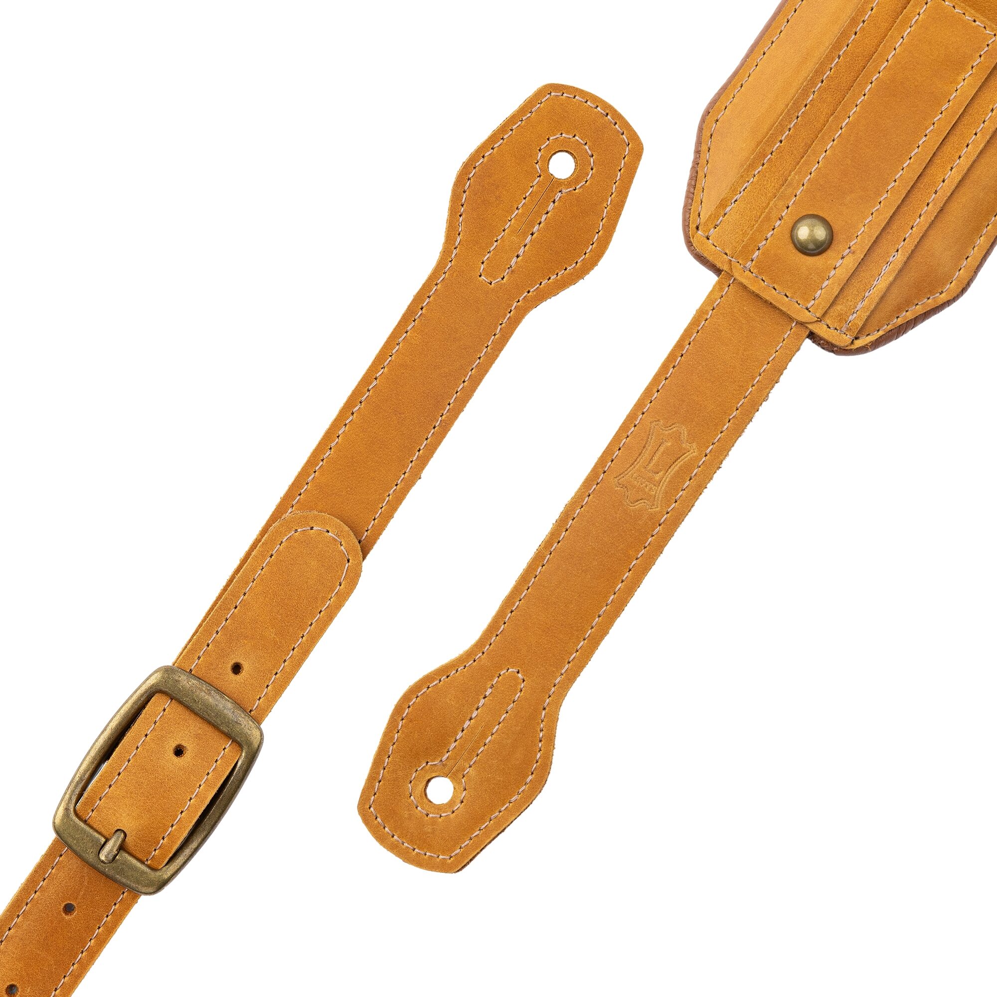 Levy's MCH11APX Apex Series Leather Guitar Strap, Tan, Action Position Back