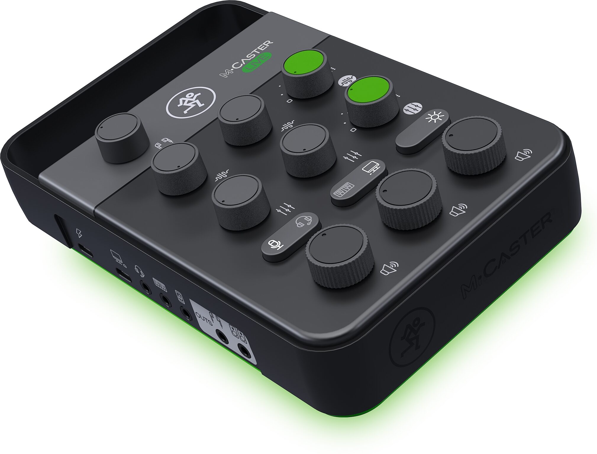Mackie M-Caster Live Portable Livestreaming Mixer, Black, Action Position Back