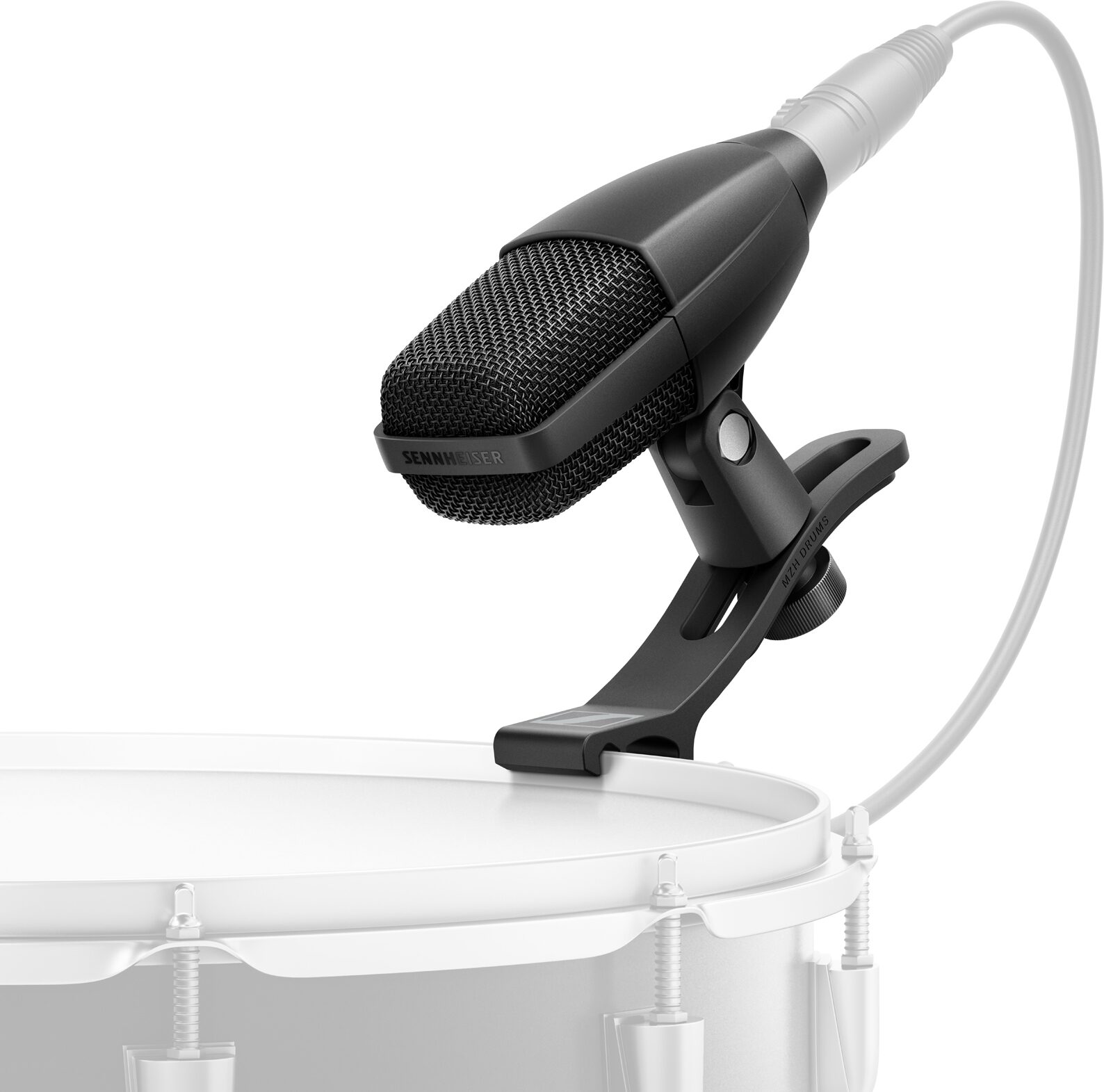 Sennheiser MD 421 Kompakt Dynamic Cardioid Microphone, With MZH Drum Clamp, Action Position Back