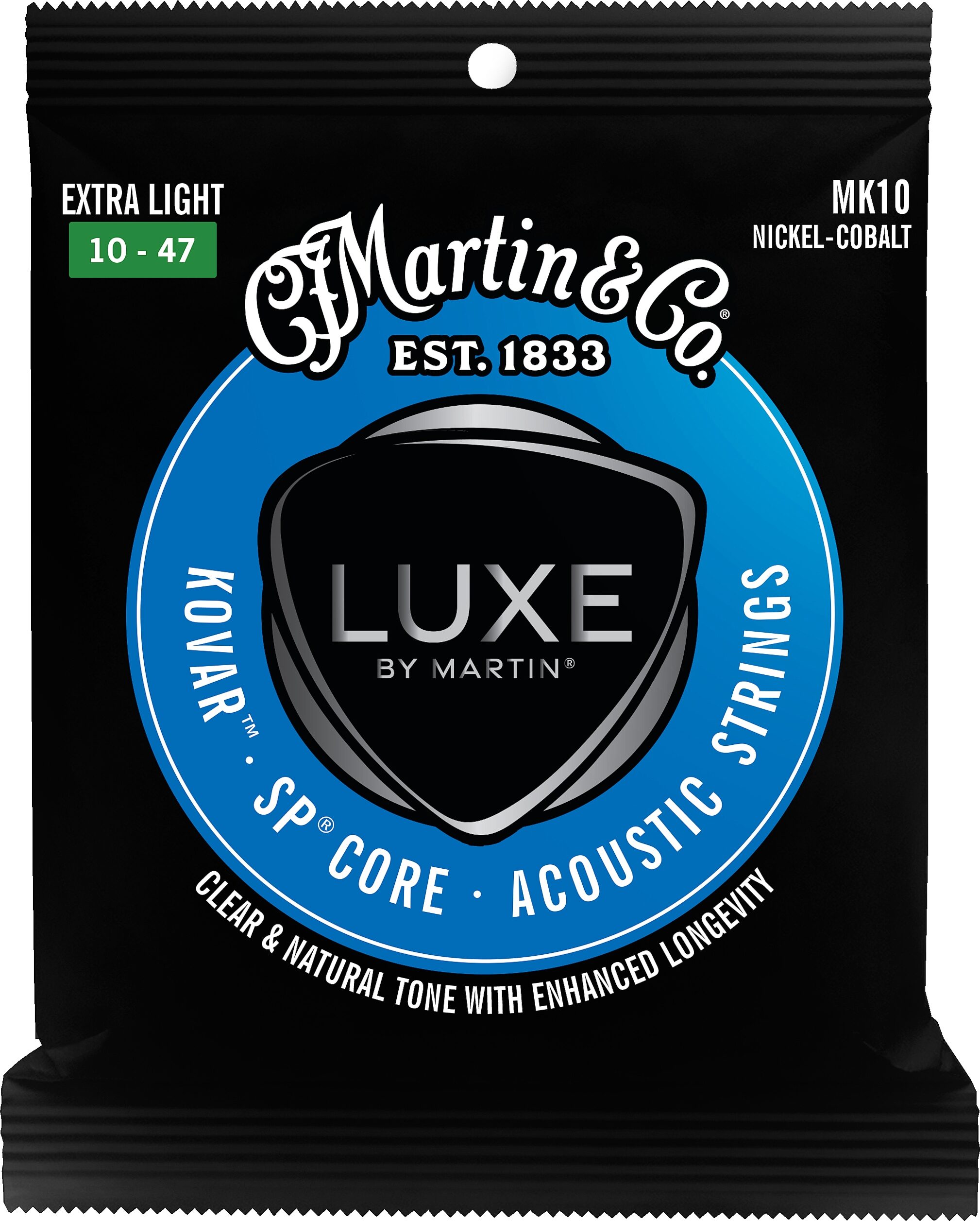 Martin Luxe Kovar Acoustic Guitar Strings, Extra Light, 41Y24MK10, Action Position Back