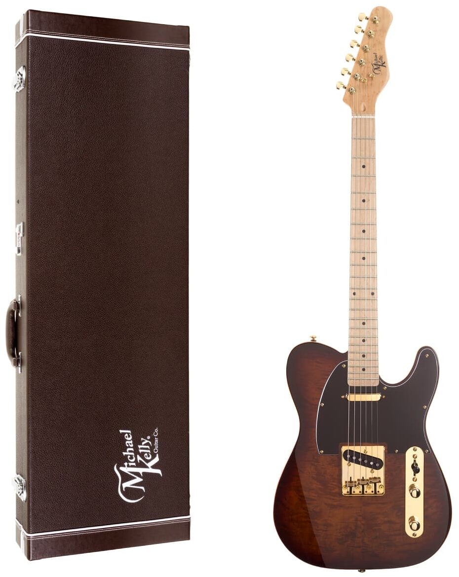 Michael Kelly Custom Collection '50s Burl Electric Guitar, Burl Burst, with Hard Case, Main
