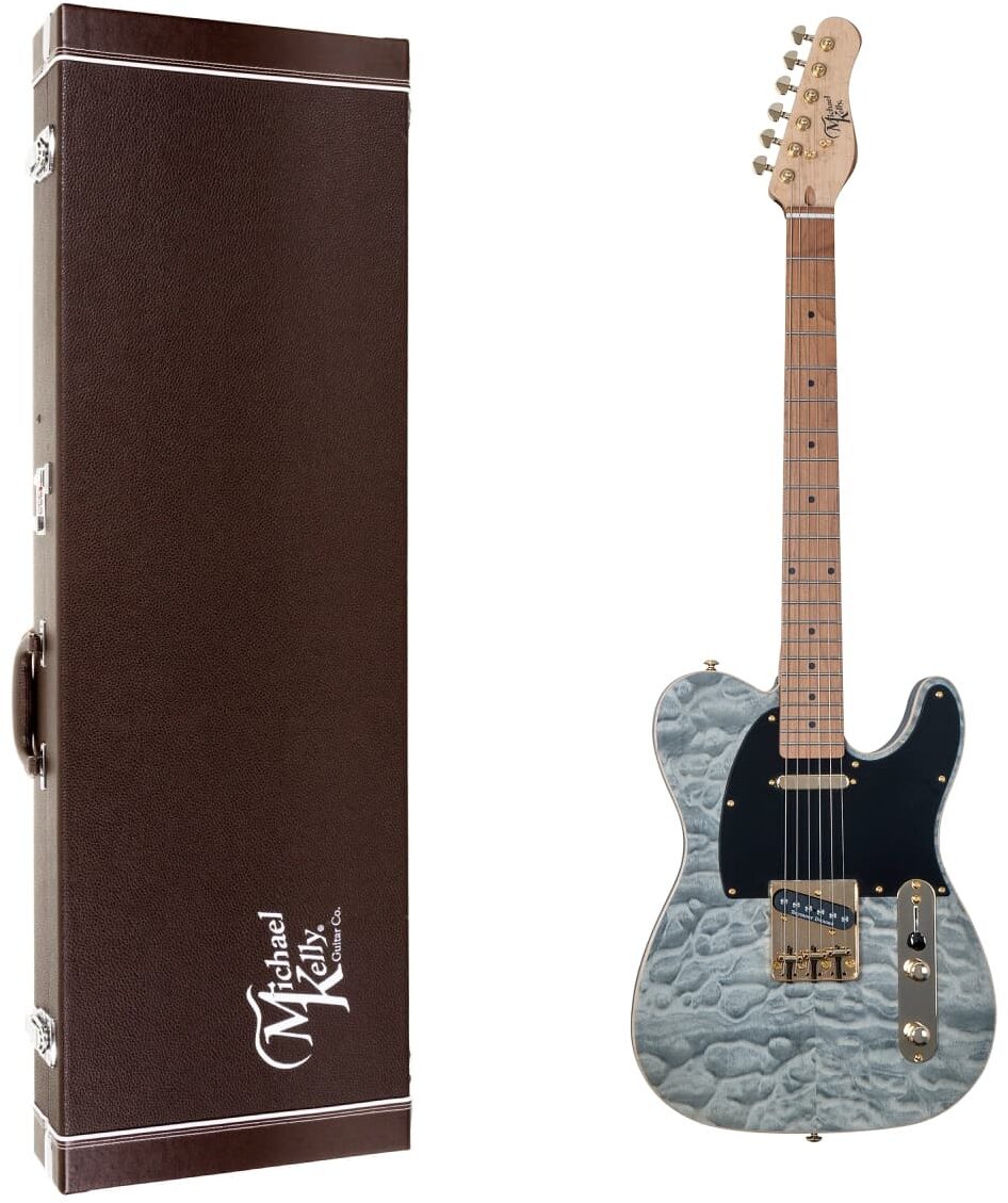 Michael Kelly Mod Shop '50s Quilt Maple/Korina Body Electric Guitar, Maple Fingerboard, Black Wash, with Hard Case, Main