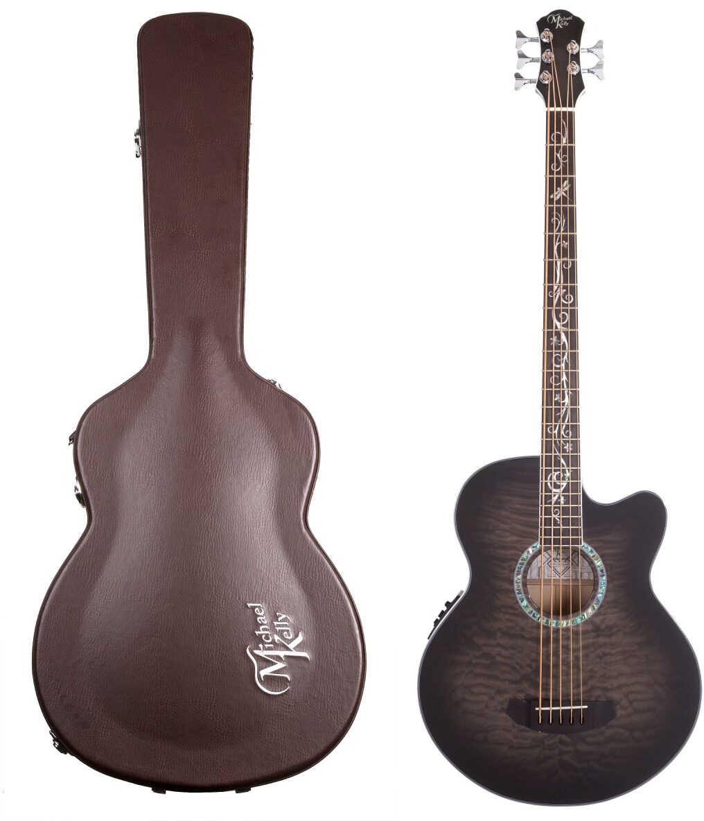 Michael Kelly Dragonfly 5 Acoustic-Electric Bass Guitar, 5-String, Pau Ferro Fingerboard, Smoke Burst, with Hard Case, Main