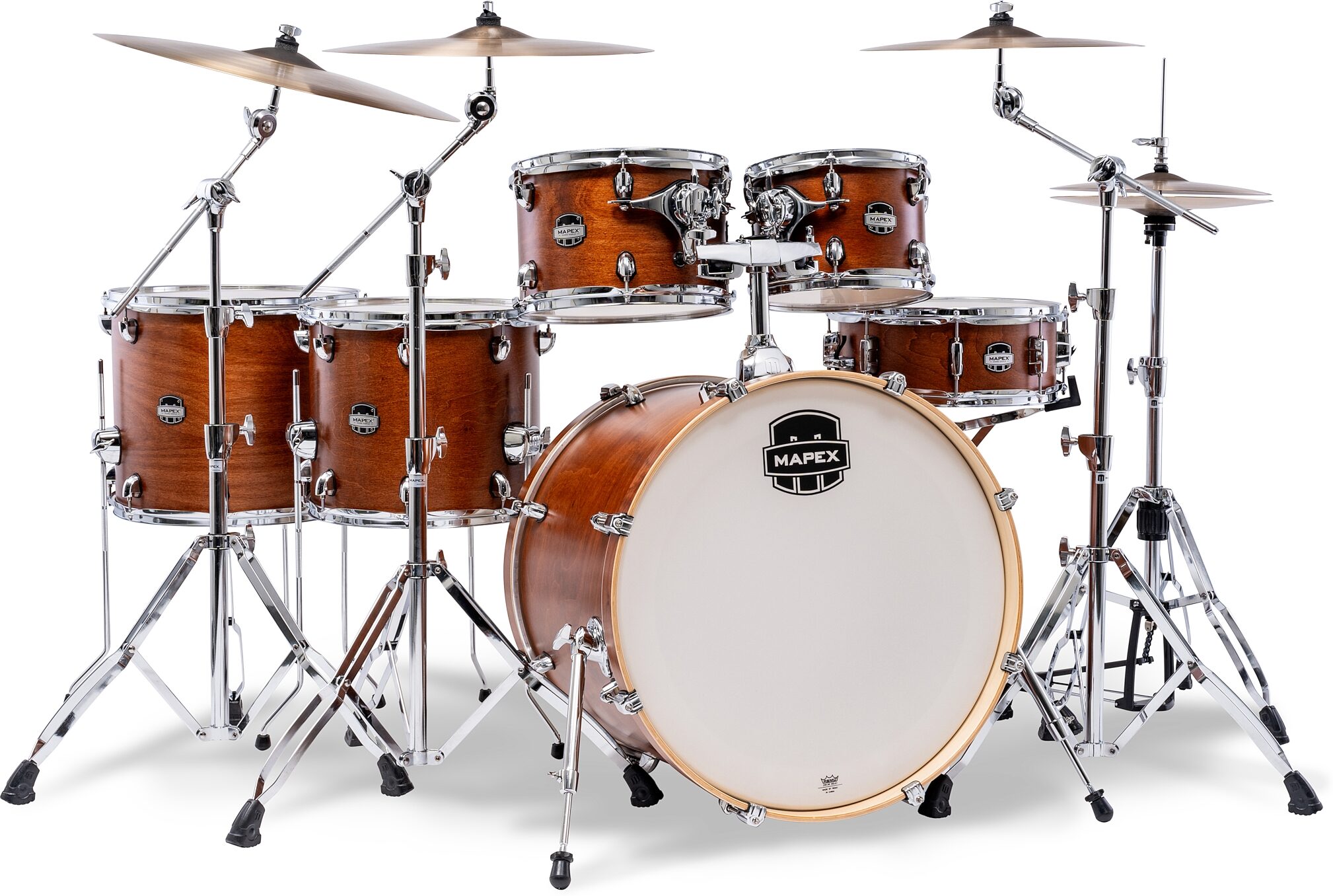 Mapex MM628SFU Mars Maple Studioease Drum Shell Kit, 6-Piece, Cortado Satin, Action Position Back