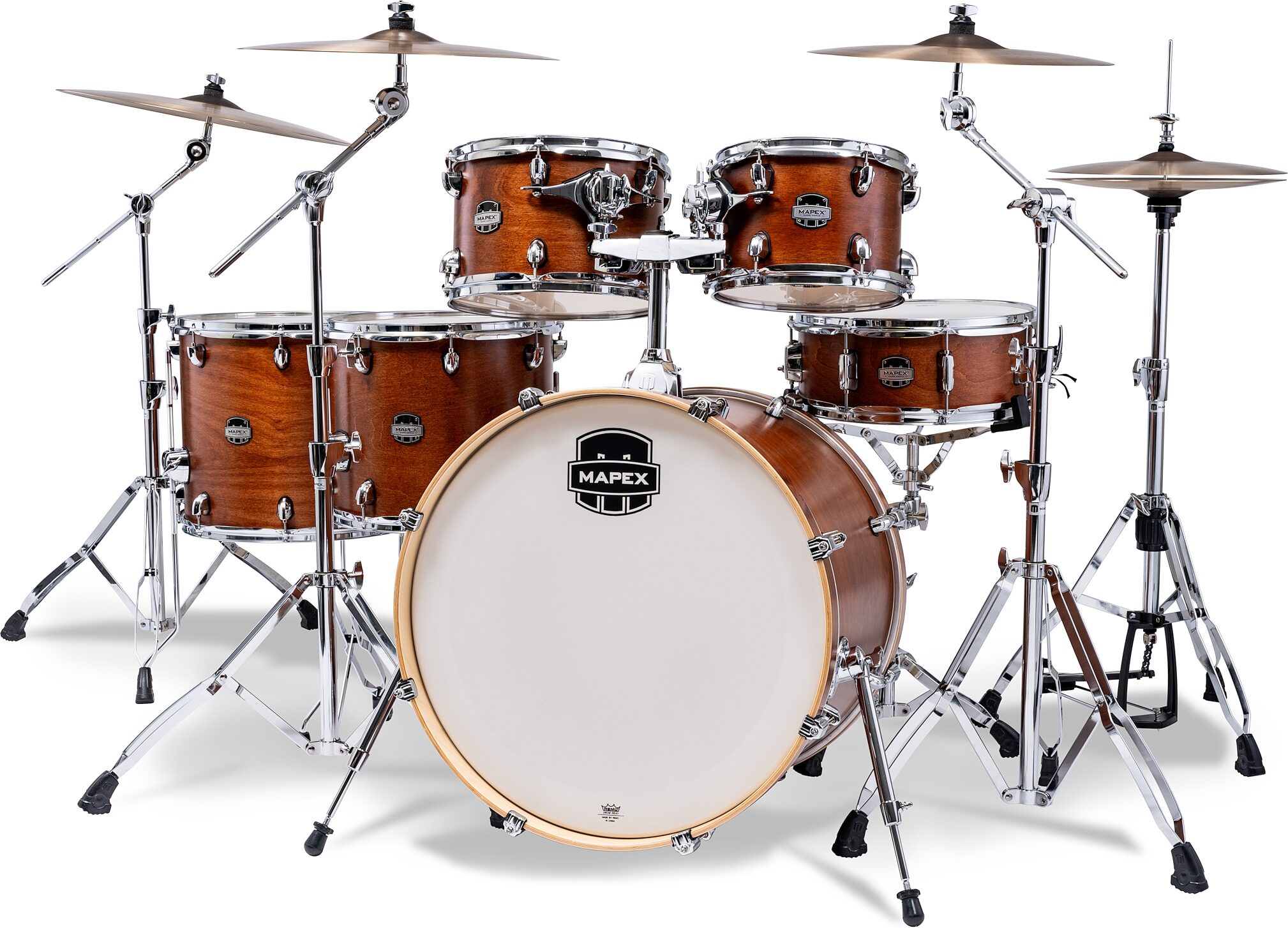 Mapex MM628SFU Mars Maple Studioease Drum Shell Kit, 6-Piece, Cortado Satin, Action Position Back