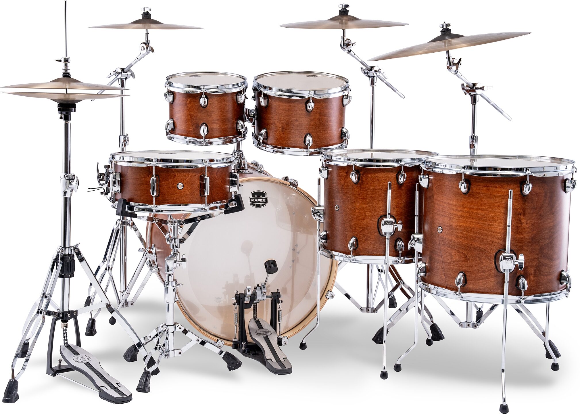 Mapex MM628SFU Mars Maple Studioease Drum Shell Kit, 6-Piece, Cortado Satin, Action Position Back