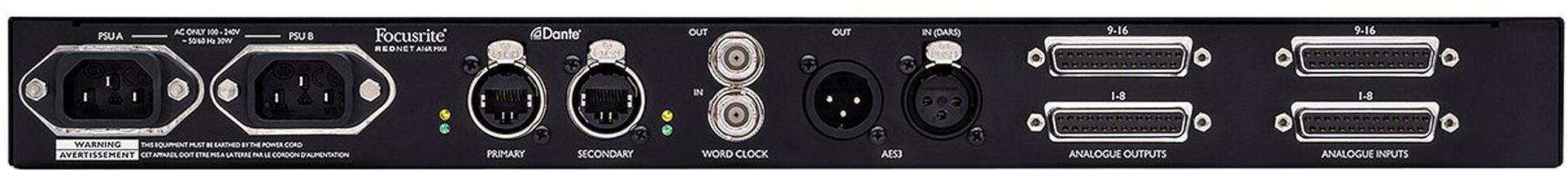 Focusrite RedNet A16R MkII Dante Interface, Action Position Back