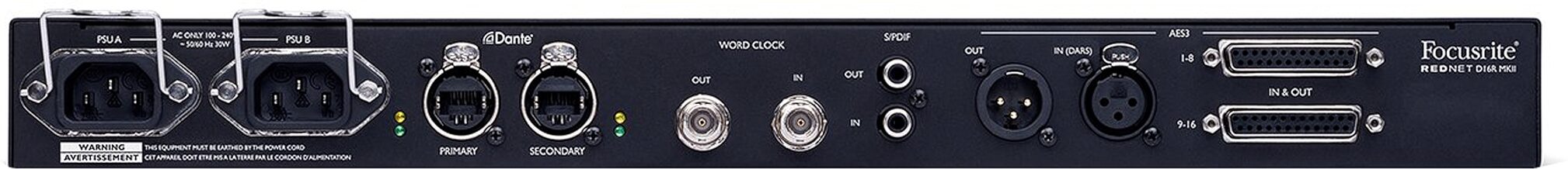 Focusrite RedNet D16R MkII Dante Audio Interface, Action Position Back
