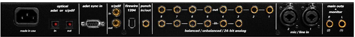 Mark of the Unicorn (MOTU) 828 FireWire Audio Interface, Rear