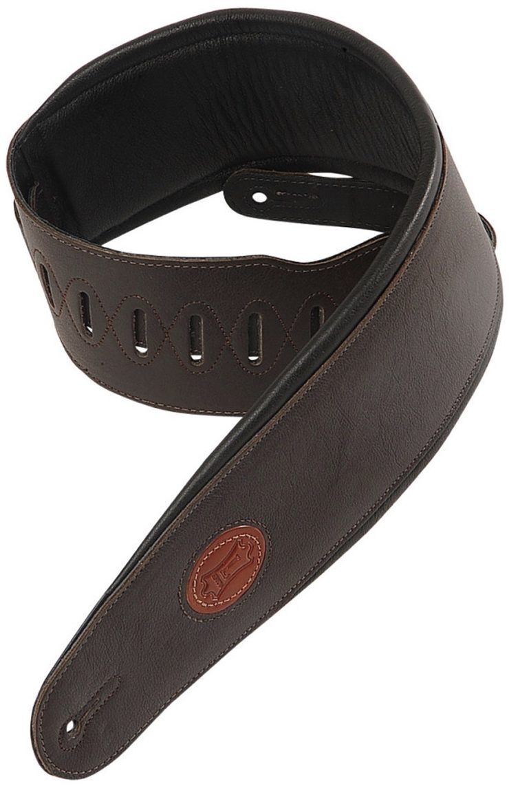 Levy's MSS2-4 Padded Leather Electric Bass Guitar Strap, Dark Brown, Main