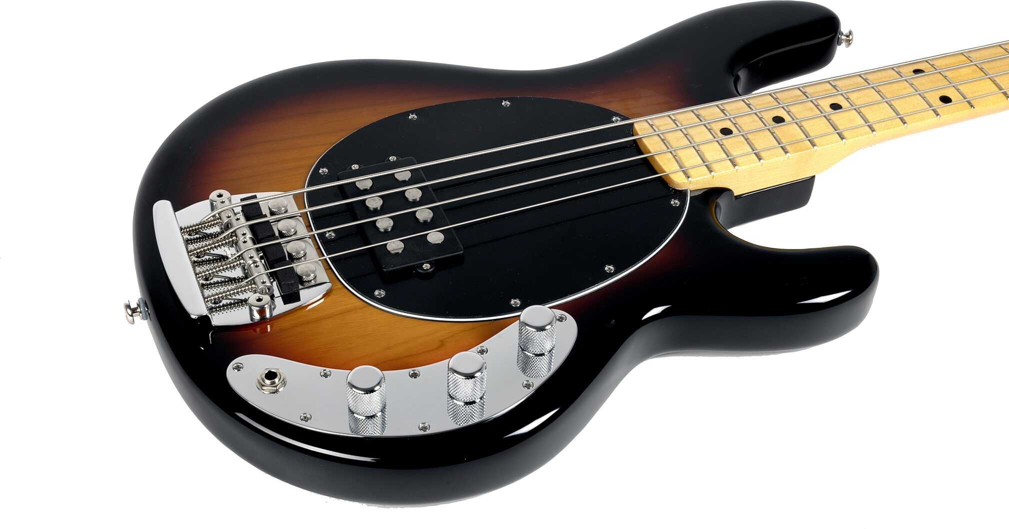 Ernie Ball Music Man Retro '70s StingRay Electric Bass (with Mono soft case), Sunburst, Action Position Back