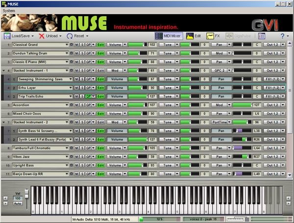 SONiVOX Muse Virtual Instrument Collection DVD (Windows), UI