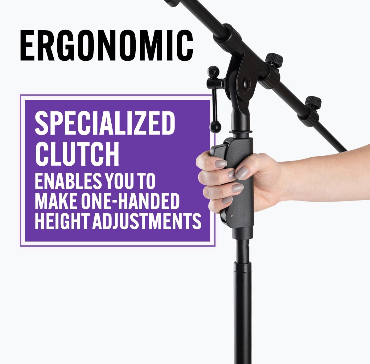 On-Stage MS7550 One-Handed Microphone Stand, New, Action Position Back