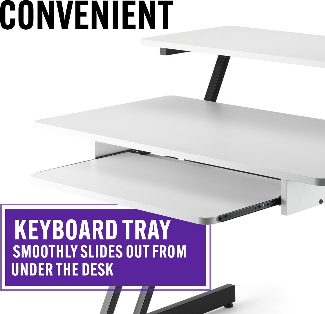 On-Stage WS7500 Wood Workstation, White, Action Position Back