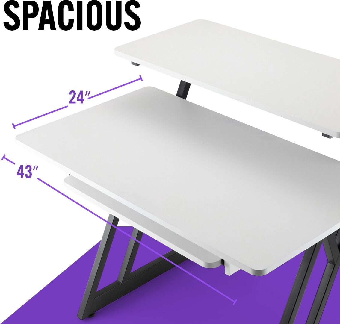 On-Stage WS7500 Wood Workstation, White, Action Position Back
