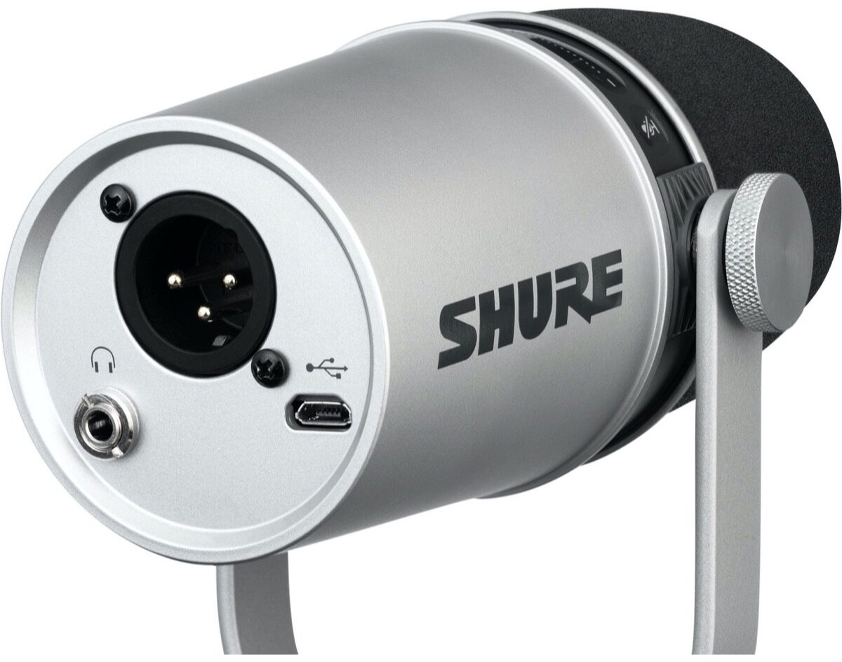 Shure MOTIV MV7 Dynamic Cardioid USB and XLR Podcast Microphone, Silver, MV7-S, Alt
