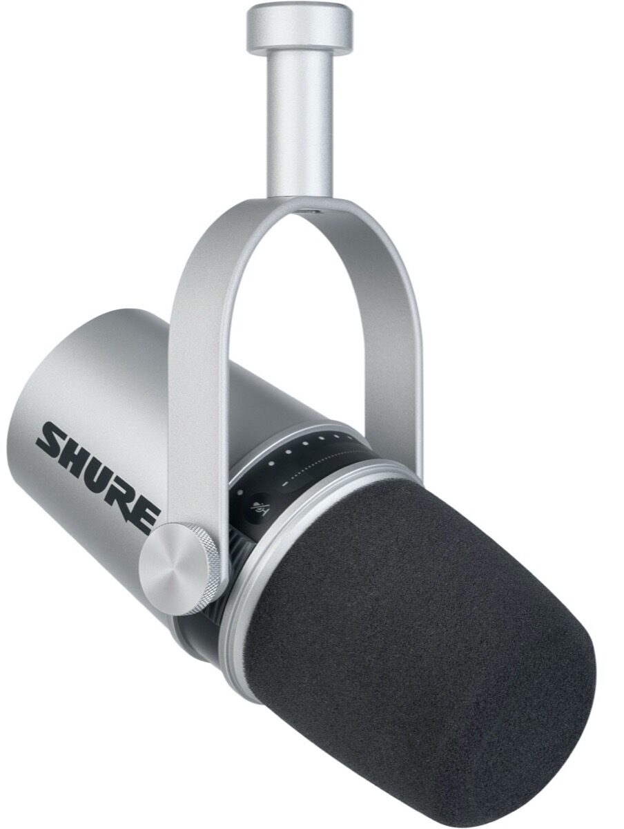 Shure MOTIV MV7 Dynamic Cardioid USB and XLR Podcast Microphone, Silver, MV7-S, Main