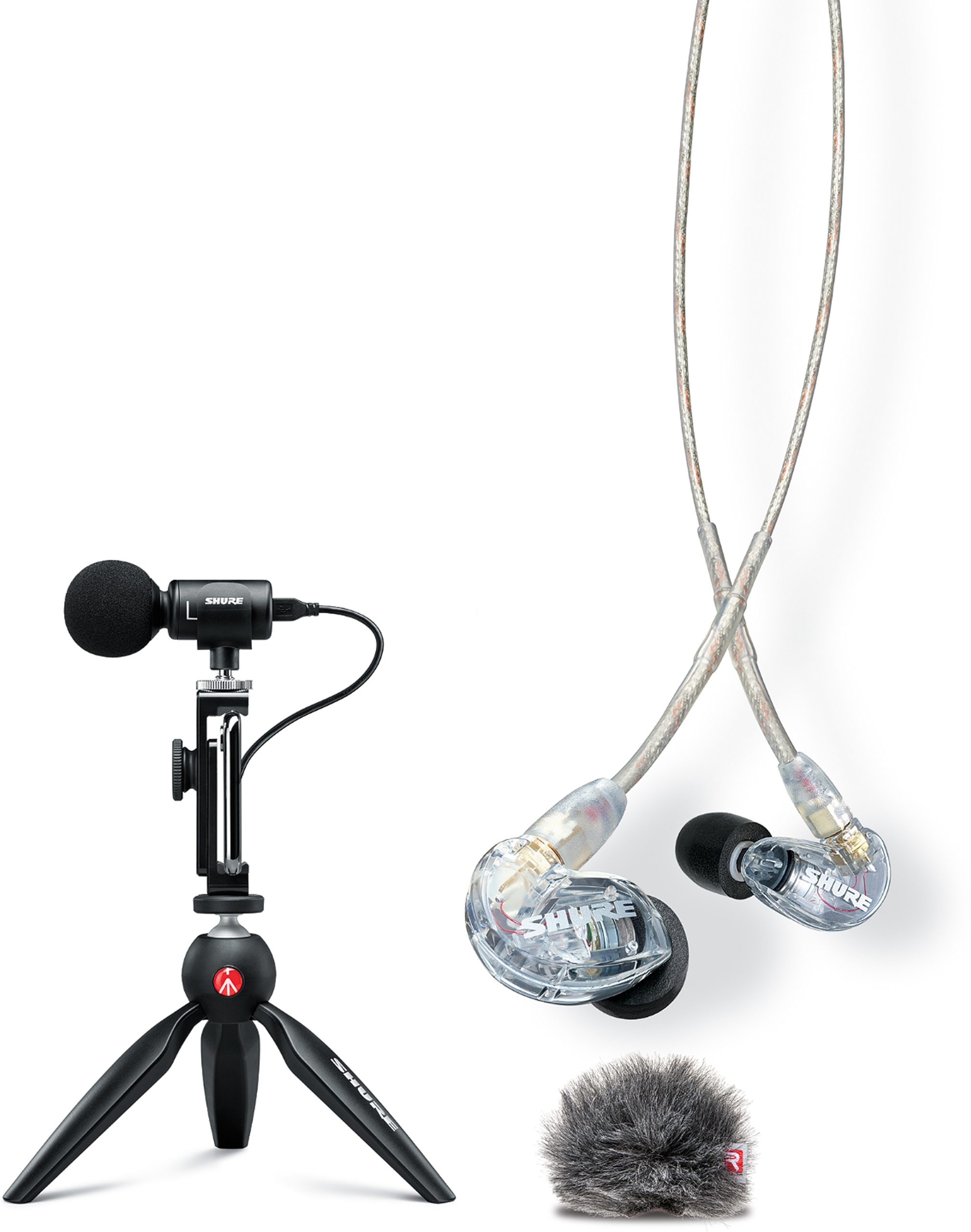 Shure MOTIV MV88 Plus Portable Videography Kit (With SE215 Earphones and  AMV88-Fur Windjammer)