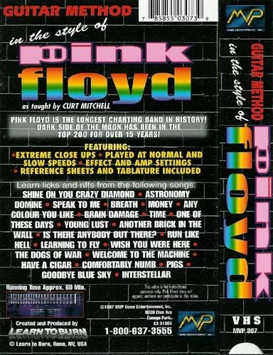 Guitar Method In The Style Of Pink Floyd Video, Back Cover