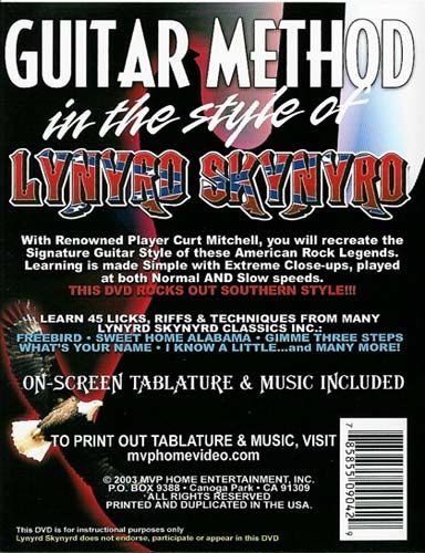 Guitar Method In The Style Of Lynyrd Skynyrd Video, Back Cover