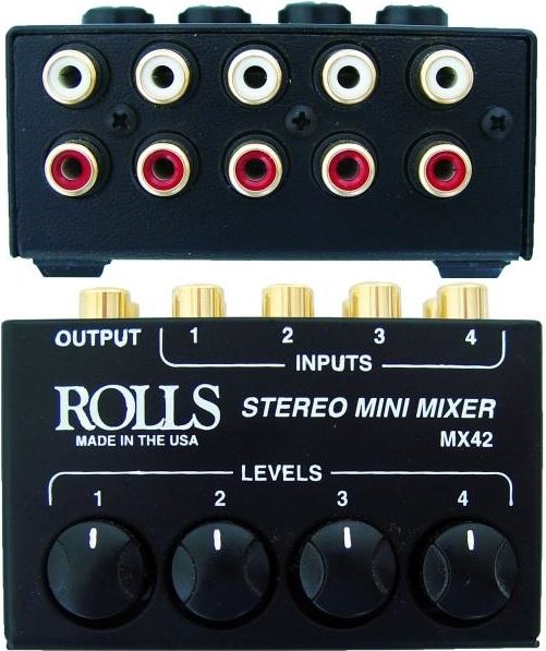 Rolls MX42 Stereo Passive Mixer, 4-Channel, Action Position Front