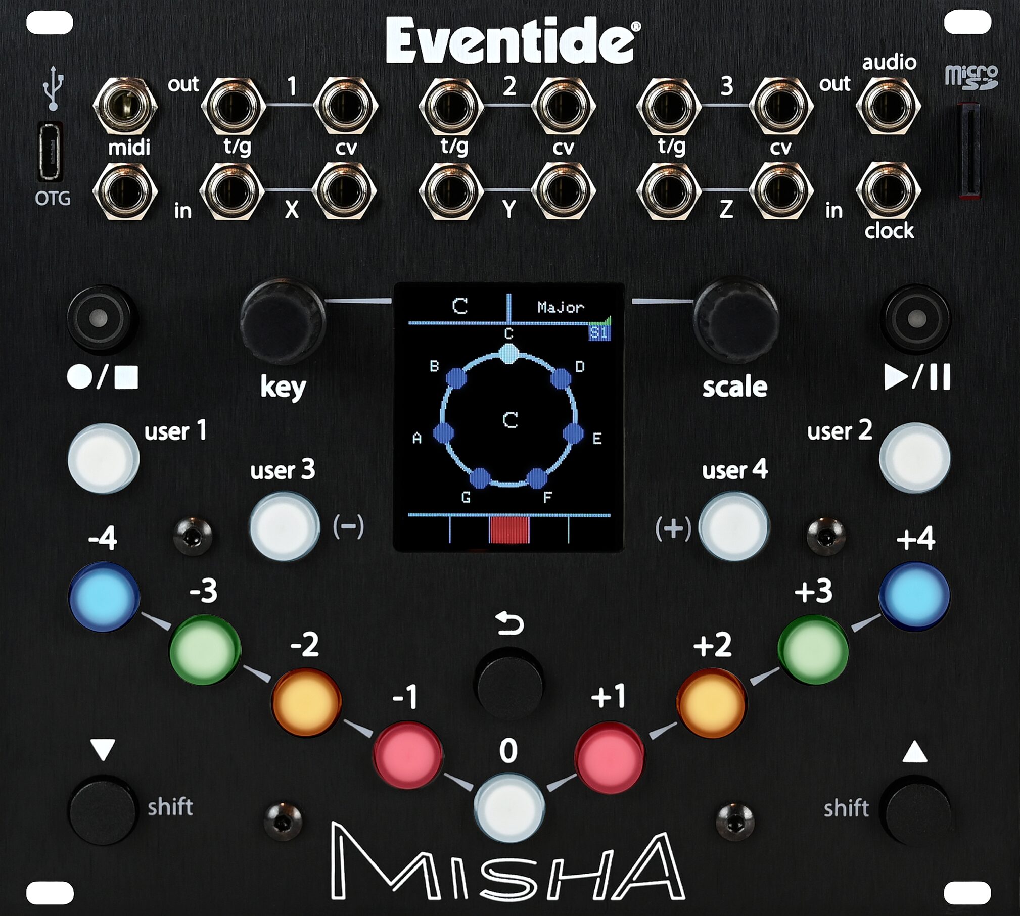 Eventide Misha Eurorack Instrument and Sequencer, Action Position Back