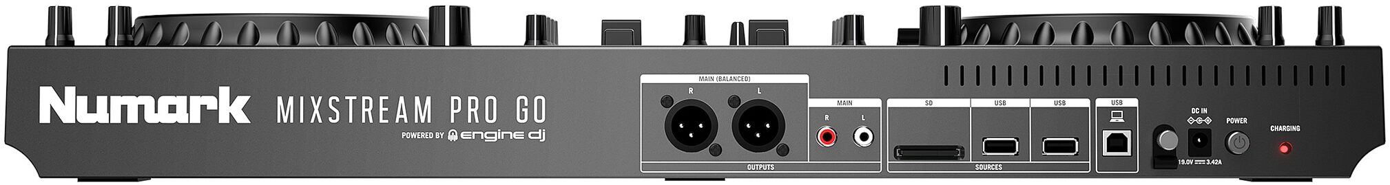 Numark Mixstream Pro Go Battery-Powered Standalone DJ System/Controller, New, Back