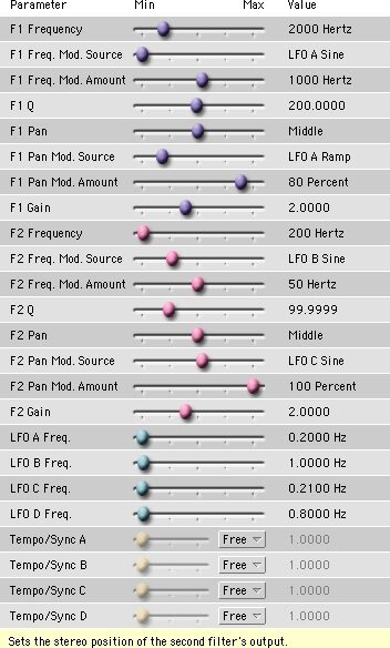 Cycling '74 Pluggo 3.1 VST MAS RTAS (Macintosh), Filters - Moving Filters