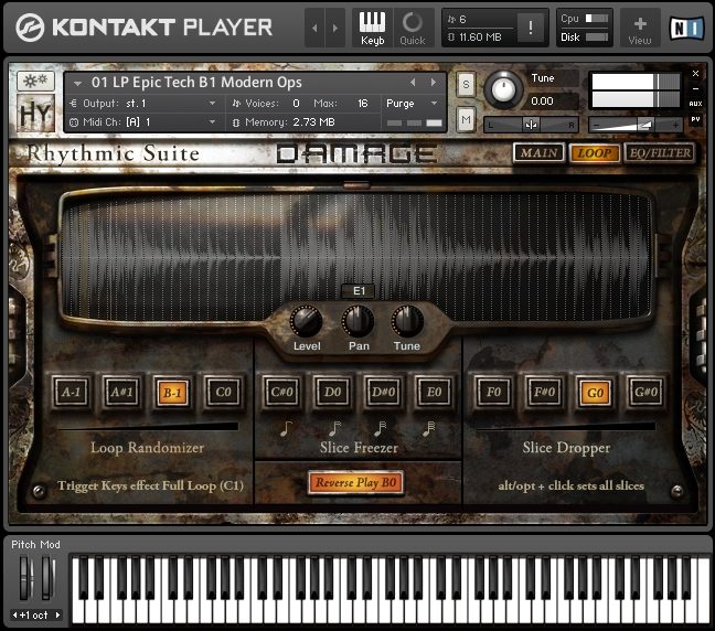 Native Instruments Damage Virtual Instrument Software, Screenshot Loops