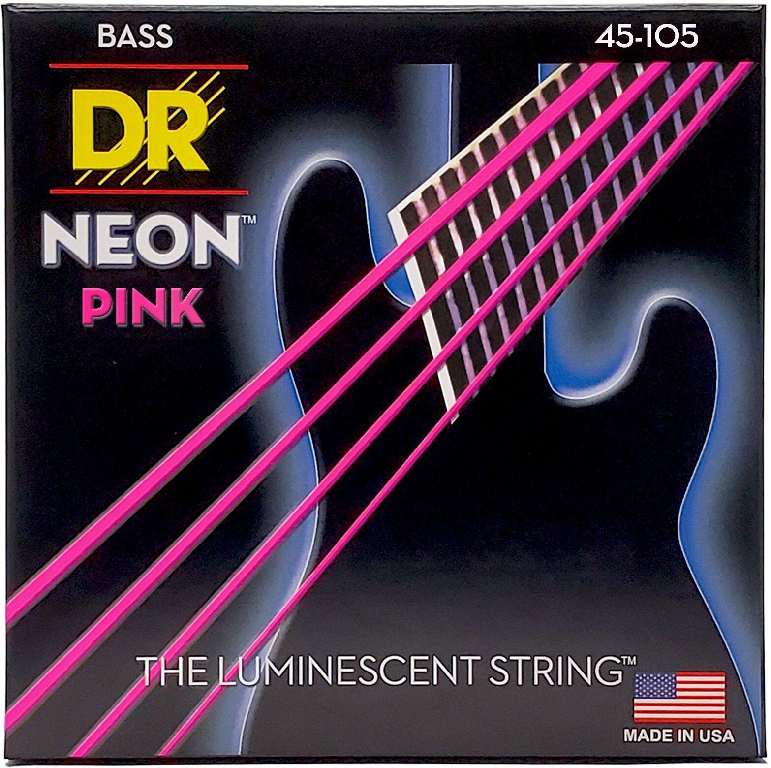 DR Strings Hi-Def Neon Colored Electric Bass Strings, Pink, 45-105, NPB-45, view