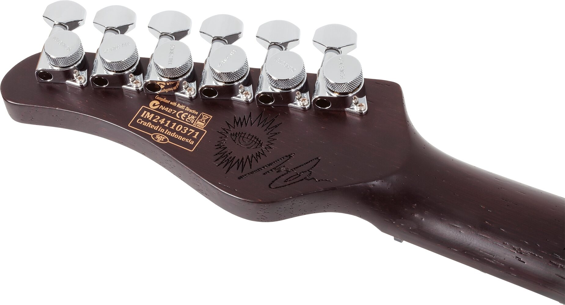 Schecter Nick Johnston HSS 10th Anniversary Traditional Electric Guitar, Atomic Green, Action Position Back