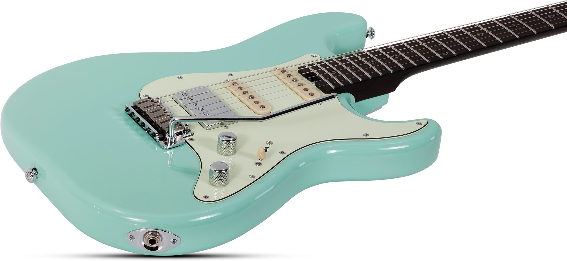 Schecter Nick Johnston HSS 10th Anniversary Traditional Electric Guitar, Atomic Green, Action Position Back