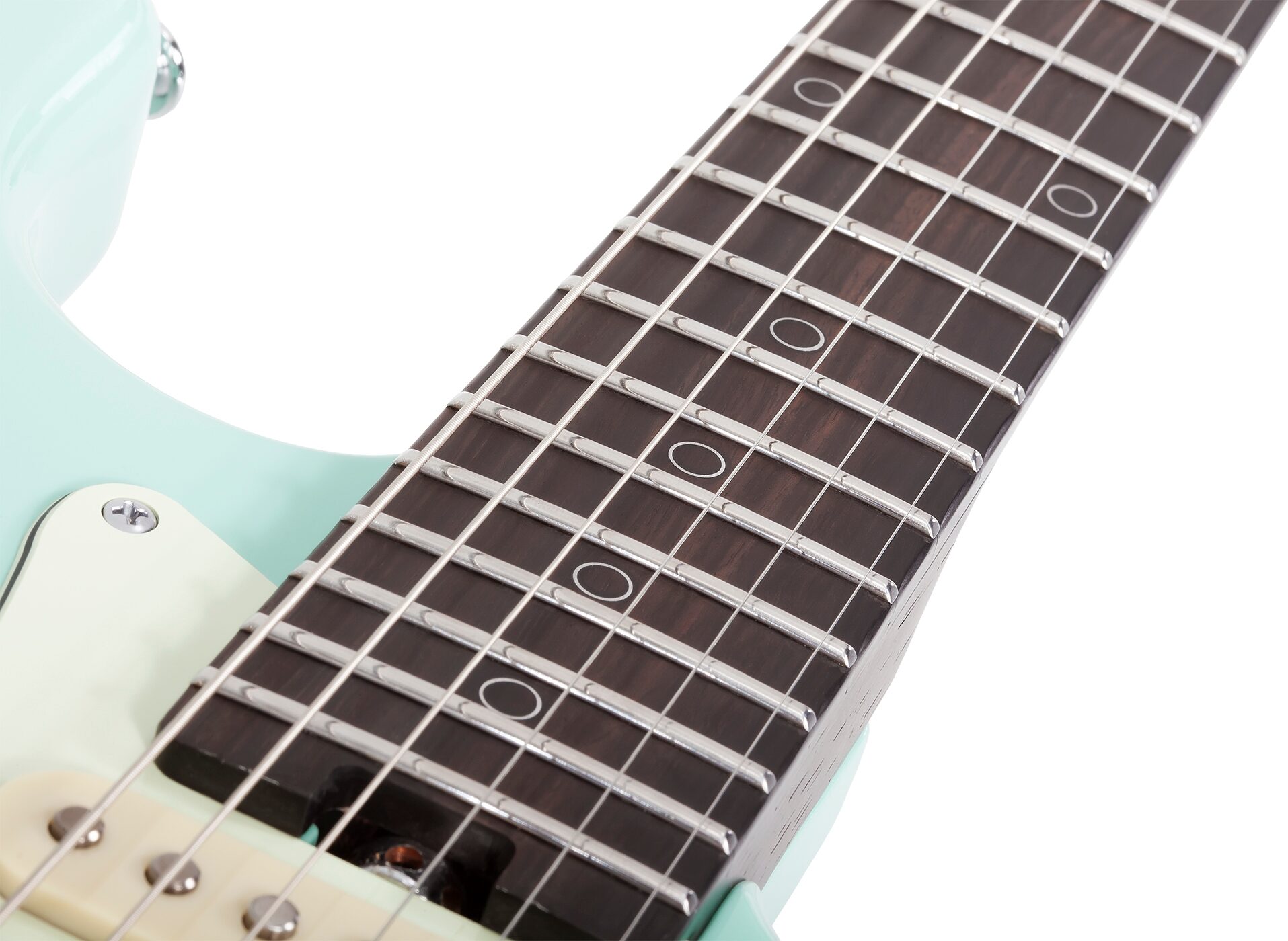 Schecter Nick Johnston HSS 10th Anniversary Traditional Electric Guitar, Atomic Green, Action Position Back