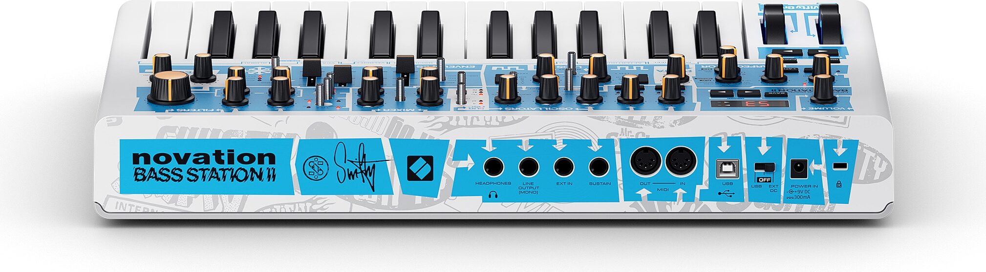 Novation Bass Station ll Swifty Edition Analog Synthesizer Keyboard, New, Action Position Back