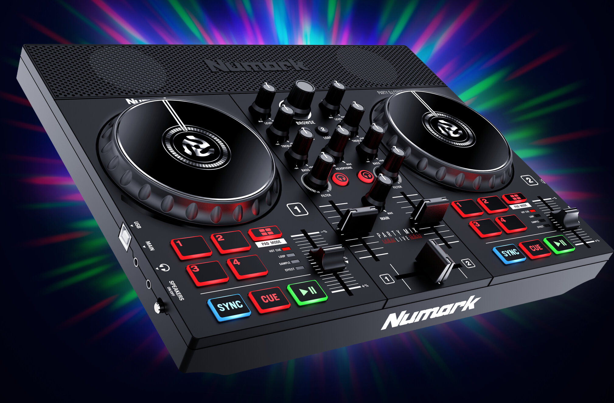 Numark Party Mix Live DJ Controller with Lights, New, In Use