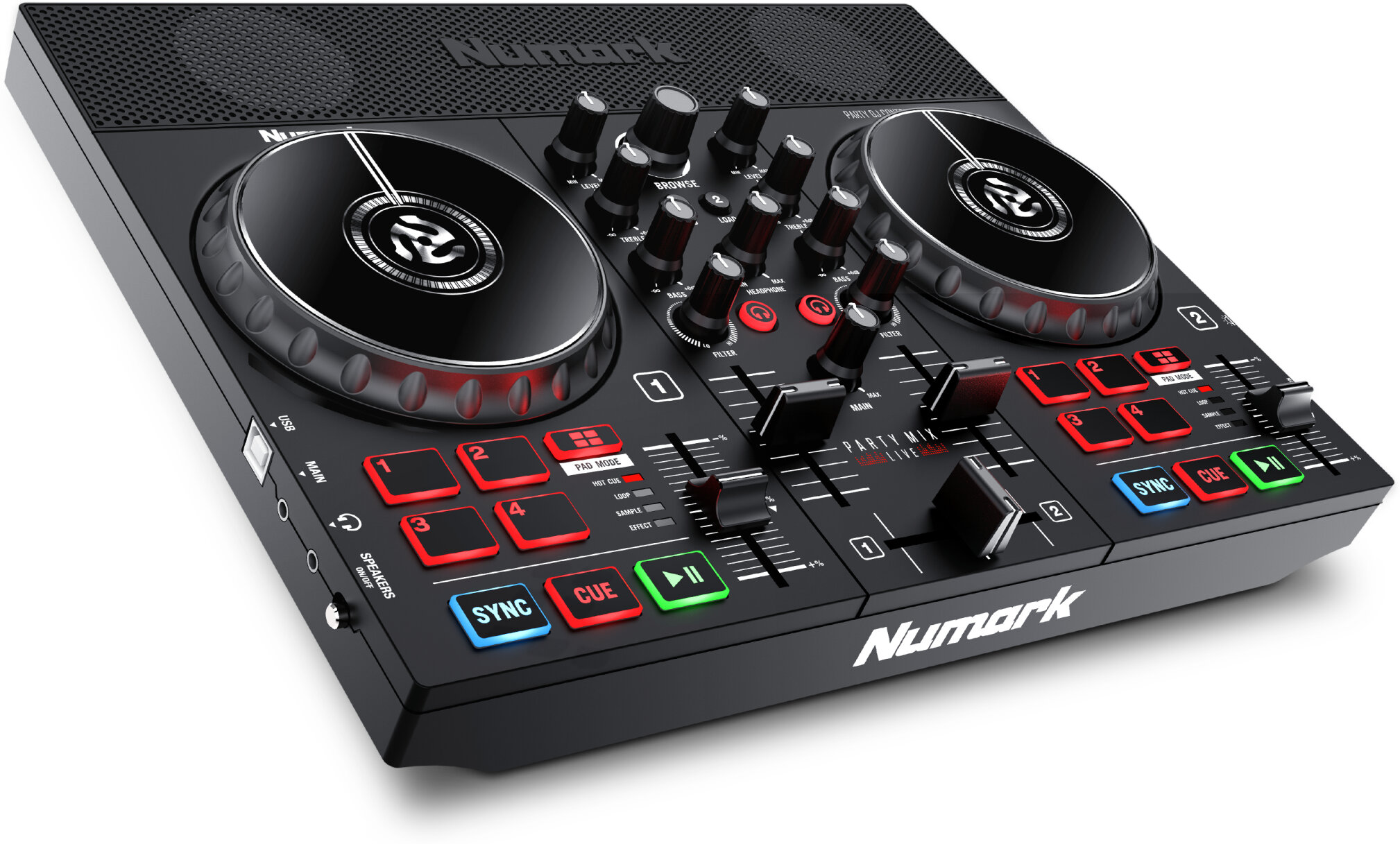 Numark Party Mix Live DJ Controller with Lights, New, Angle