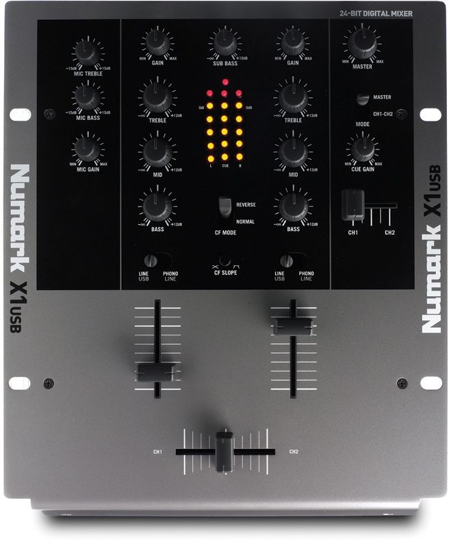 Numark X1USB 2-Channel DJ Mixer with USB, Top