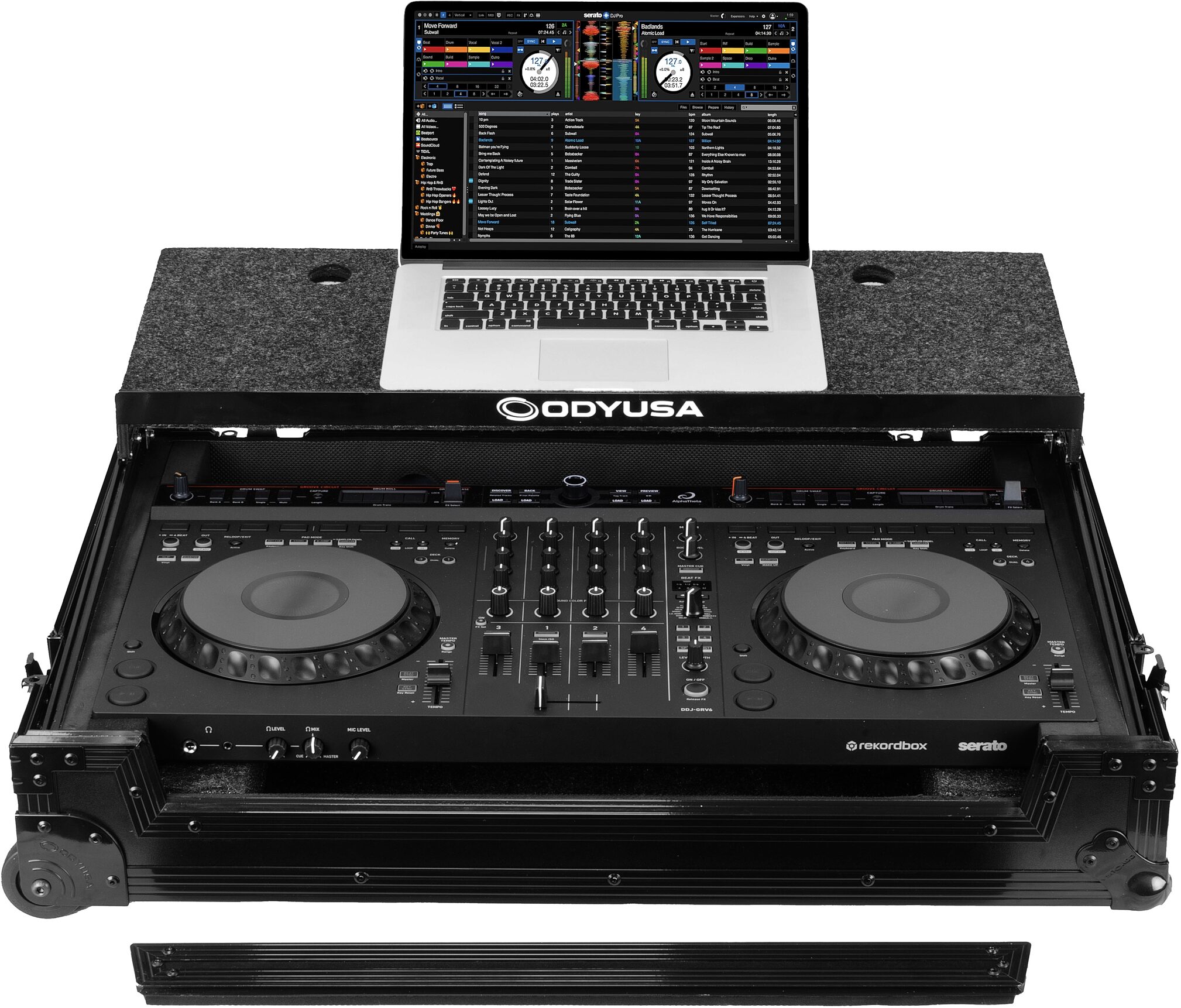 Odyssey Black Label Flight Case for DDJ-GRV6, Action Position Back