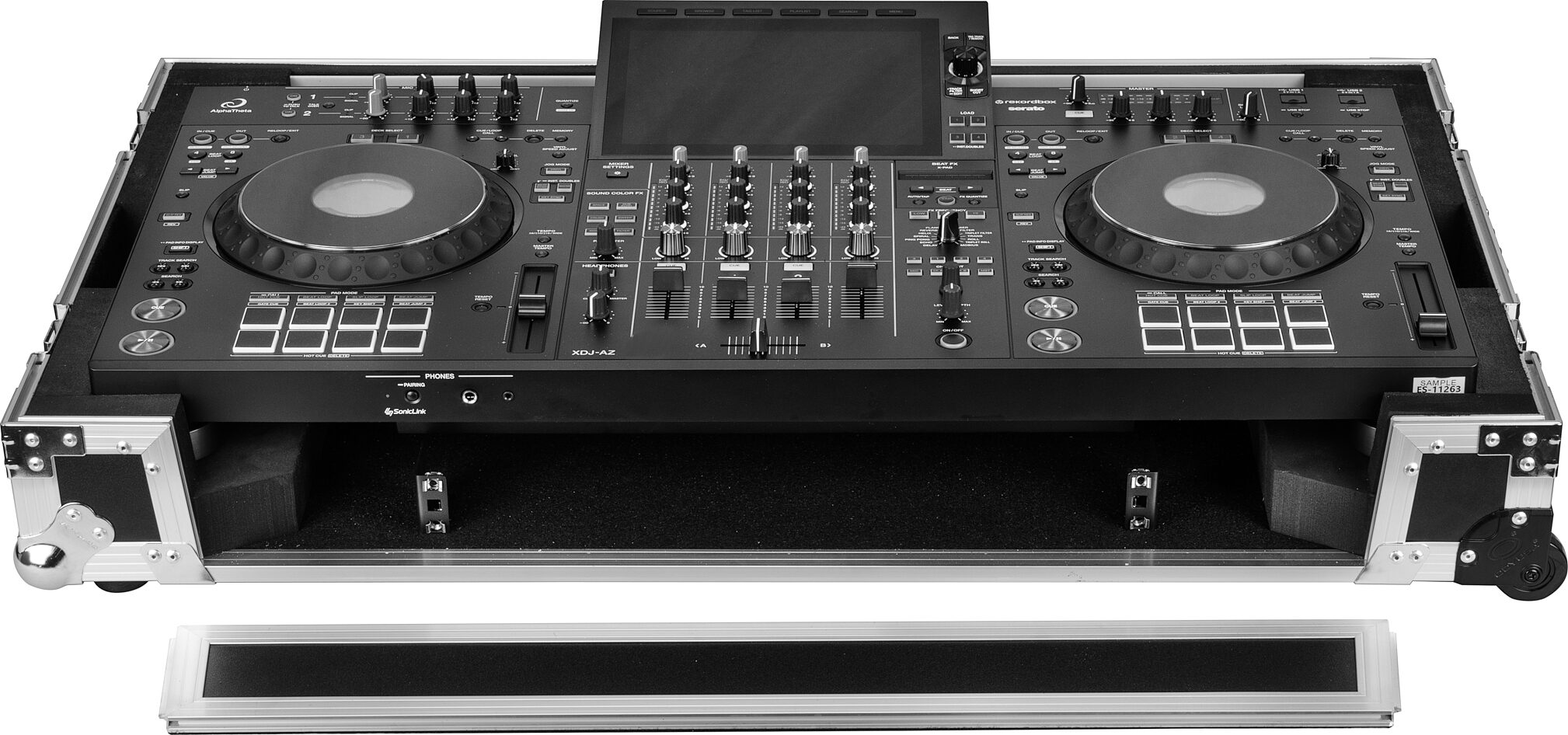 Odyssey 1U LED Flight Effects Case for XDJ-AZ, Standard Black/Silver, Action Position Back