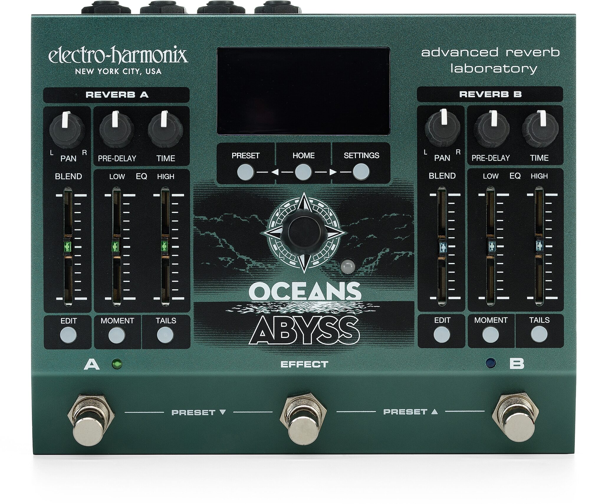 Electro-Harmonix Oceans Abyss Advanced Reverb Lab Pedal, New, Action Position Back